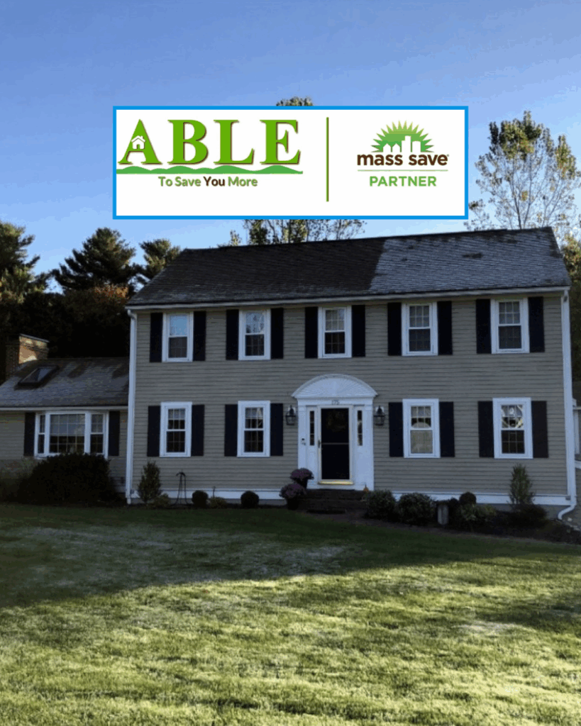 Untitled design (55) Large suburban home with Able Home Performance logo